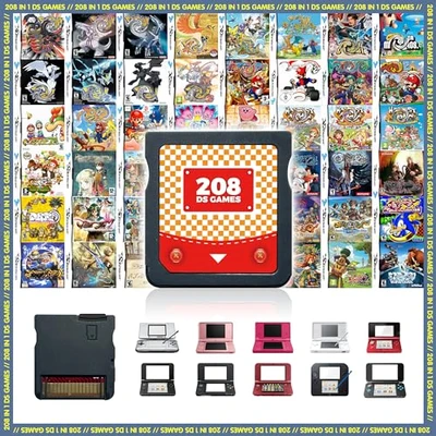 【2025 Newest】208 in 1 Super Combo Game Cartridge, Retro Game Pack Card Compilation with 208 Games