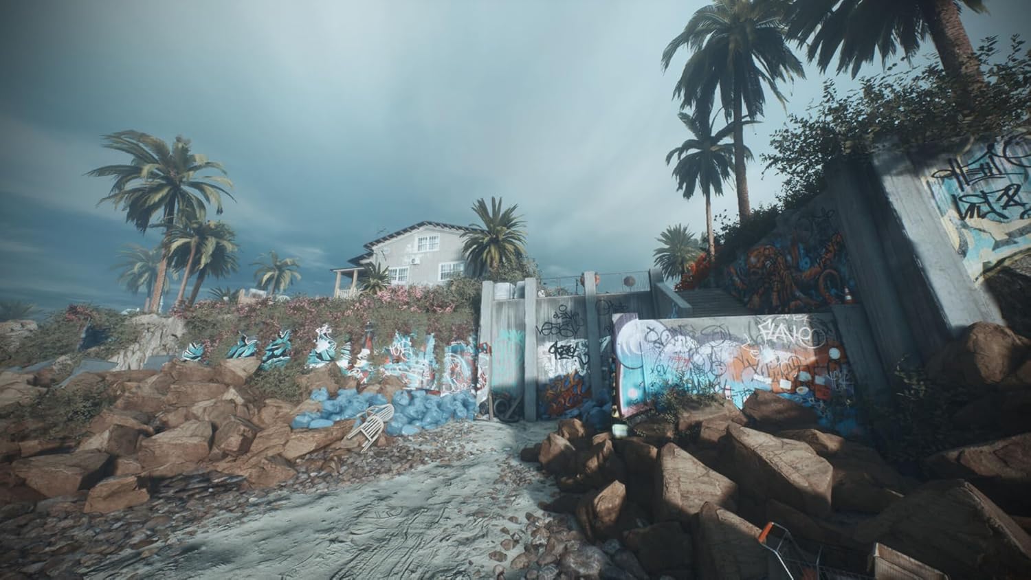 Ready or Not tactical gameplay showing SWAT team breaching a door with flashbang deployment and realistic lighting effects